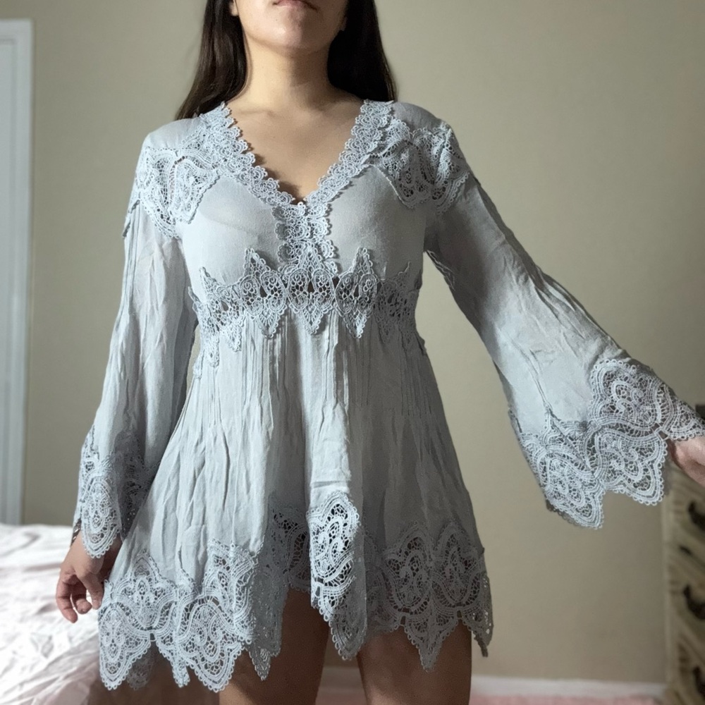 Pol lace fairy grey blue dress